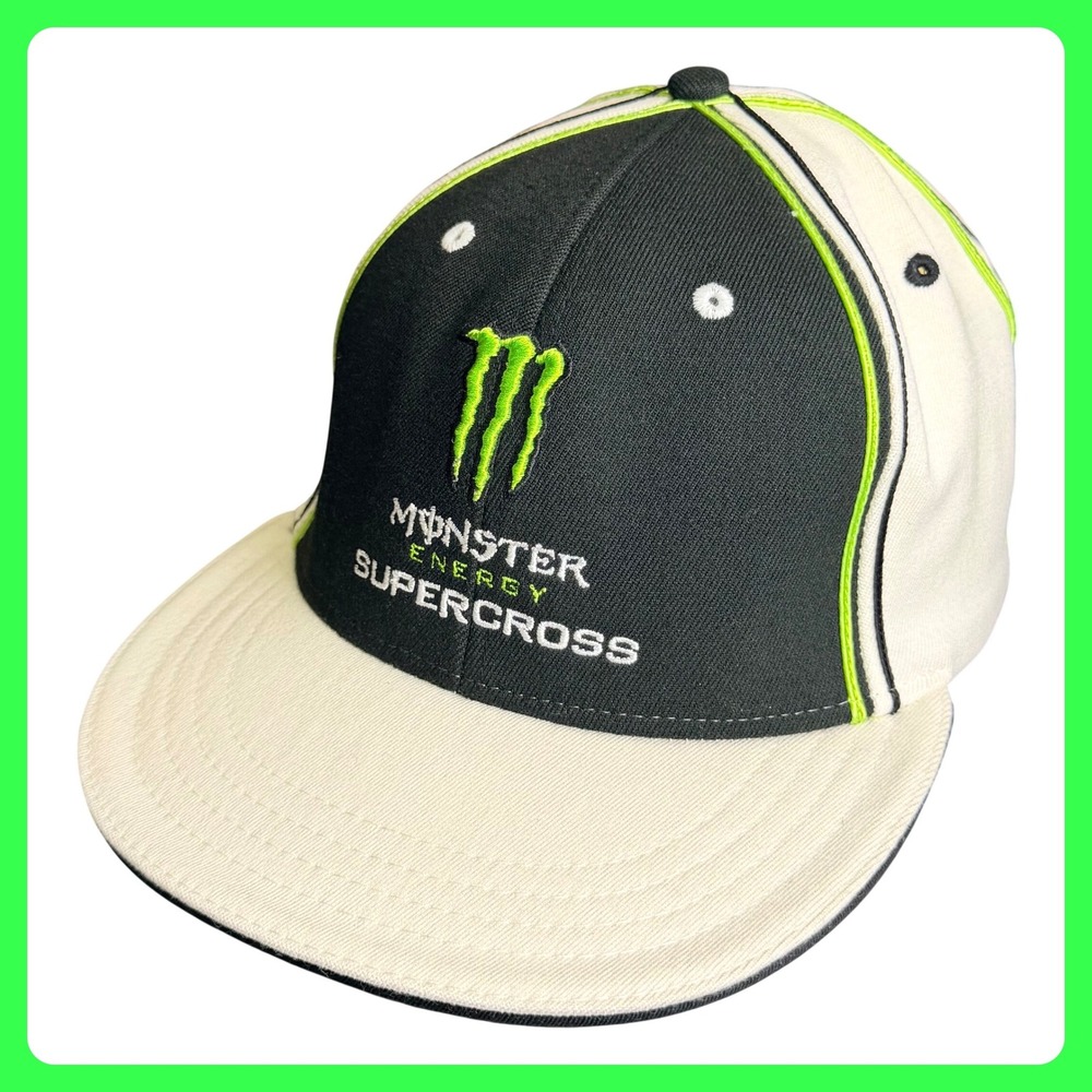 Monster Energy Supercross Moto Hat Men Black White Green Snapback Cap Motocross